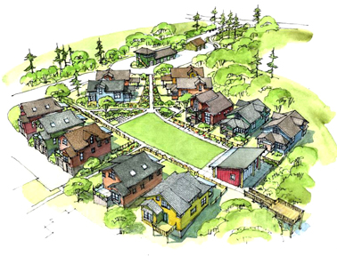 lline drawing of community